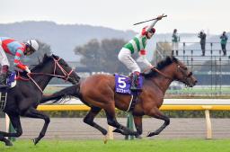 <p>　天皇賞・秋を制し、ガッツポーズするエフフォーリアの横山武史騎手＝東京競馬場</p>