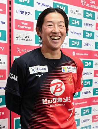 <p>　取材に応じる上野由岐子投手＝２日、東京都新宿区</p>