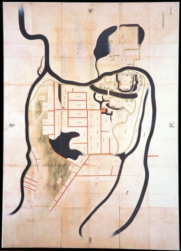 １６４４（正保元）年の江戸幕府の命により作成された「諸国城郭絵図のうち下総国世喜宿城絵図（複製）」（県立関宿城博物館蔵、原品は国立公文書館蔵）
