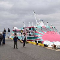 館山に到着した高速ジェット船の第１便＝４日、館山市