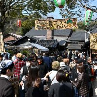 酒蔵見学や日本酒の購入者でにぎわう祭り会場＝１７日、神崎町の寺田本家