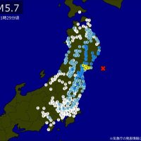 【速報】関東・東北・北海道で地震　Ｍ5.7　東京から青森まで広く揺れる　震源は宮城県沖　最大震度4　地震が及んだ地域人口3206万人